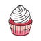 red velvet cupcake sweet food color icon vector illustration