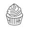 red velvet cupcake sweet food line icon vector illustration