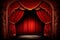 Red velvet curtain and stage with spotlights, Generative AI