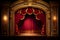 Red velvet curtain and stage with spotlights, realistic. AI Generative