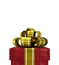 Red velvet gift box isolated on white background
