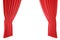 Red velvet stage curtains, scarlet theatre drapery. Silk classical curtains, red theater curtain. 3d rendering