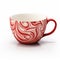 Red Velvet Tea Cup With Swirling Design - High Resolution Image
