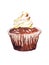 Red velvet watercolor illustration cupcake sweet food