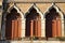 Red venetian windows, italy