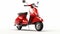 Red Vespa Scooter: Realistic, Detailed Rendering On White Background