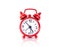 Red vintage alarm clock islolated on white background