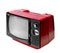 Red vintage analog television isolated with clipping path.