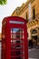 Red vintage british telephone box in the ancient city of Valletta