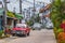 Red vintage car Fishermans Village Bo Phut Koh Samui Thailand