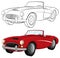 Red Vintage Convertible Car Coloring Page