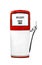 Red vintage gasoline pump over white background