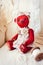 Red vintage handmade plush art cute teddy bear toy