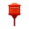 Red vintage mailbox for correspondence delivery. Post box for paper letters and newspapers flat vector illustration