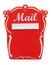 Red vintage mailbox over white