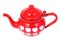 Red vintage teapot with painted hearts