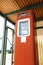 REd vintage Themis old gas station with price indicated in French Francs