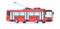 Red vintage trolleybus electric city transportation with wheels isometric vector illustration