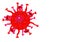 Red Virus Covid-19 in white background with copy space
