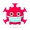 Red Virus Emoticon with Medical Mask. Coronavirus Emoji Character Symbol. COVID-19 Pandemic 3D Icon. Modern Flat Vector