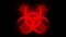 Red virus symbol on cross with interferences