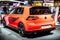 Red Volkswagen VW New Golf GTI TCR Performance, Brussels Motor Show 7th gen MK7 MQB platform Typ 5G produced by Volkswagen