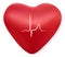 Red volumetric heart isolated on a white background. Cardiogram on the heart. Background for clinics, hospitals, diagnostics.