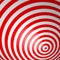 Red volumetric striped background. Concentric circles. Red and white spiral wallpaper. Not trimmed, edges under the mask