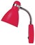 Red Wall Sconce Bed Gooseneck Lamp, Modern Surface-Mounted Home Light Fixture, Large Detailed Isolated Closeup Studio Shot Detail