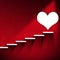 Red wall with staircase and white heart on the top - Way of Love