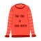 Red warm sweater with the words take care your health