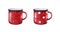Red watercolor illustration of metal polka dot mug
