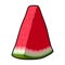 Red watermelon with a green rind and black seeds. vegetarian large berry.Vegetarian Dishes single icon in cartoon style