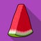 Red watermelon with a green rind and black seeds. vegetarian large berry.Vegetarian Dishes single icon in flat style