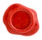 Red wax seal close-up isolated on a white background