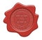 Red wax seal stamp with signs inside - Kosher product. Certified. The sign means also Kosher in Hebrew.