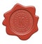 Red wax seal stamp with signs inside - Kosher product. Certified. The sign means also Kosher in Hebrew.