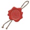 Red wax seal stamp with signs inside - Kosher product. Certified. The sign means also Kosher in Hebrew.