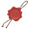 Red wax seal stamp with signs inside - Kosher product. Certified. The sign means also Kosher in Hebrew.