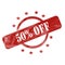 Red Weathered 50% Off Stamp Circle and Stars Design