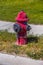 Red weathered fire hydrant in the sun