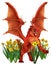Red Welsh Dragon in a Group of Daffodils