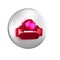 Red Wet wipe pack icon isolated on transparent background. Silver circle button.