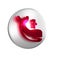 Red Whale icon isolated on transparent background. Silver circle button.