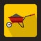 Red wheelbarrow loaded with soil icon