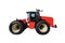 Red wheeled agricultural tractor isolated