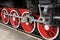 Red Wheels of steam locomotive