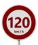 Red and white 120 km speed limit sign