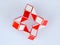 red white bicolor magic snake Transformable twist puzzle in shape of ninja star