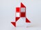 red and white bicolor magic snake Transformable twist puzzle in shape of space rocket